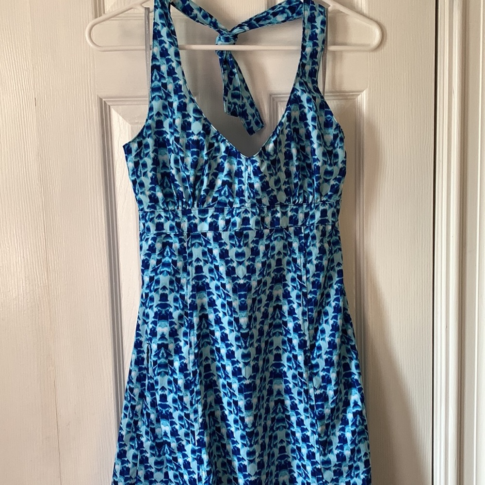 NWOT ATHLETA summer beach halter blue dress size 6